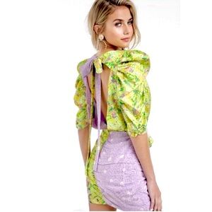 For Love & Lemons 
Dubois Mix Print Mini Dress in Freedom Floral size small